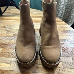 Dolce Vita Tan Suede Platform Ankle Booties